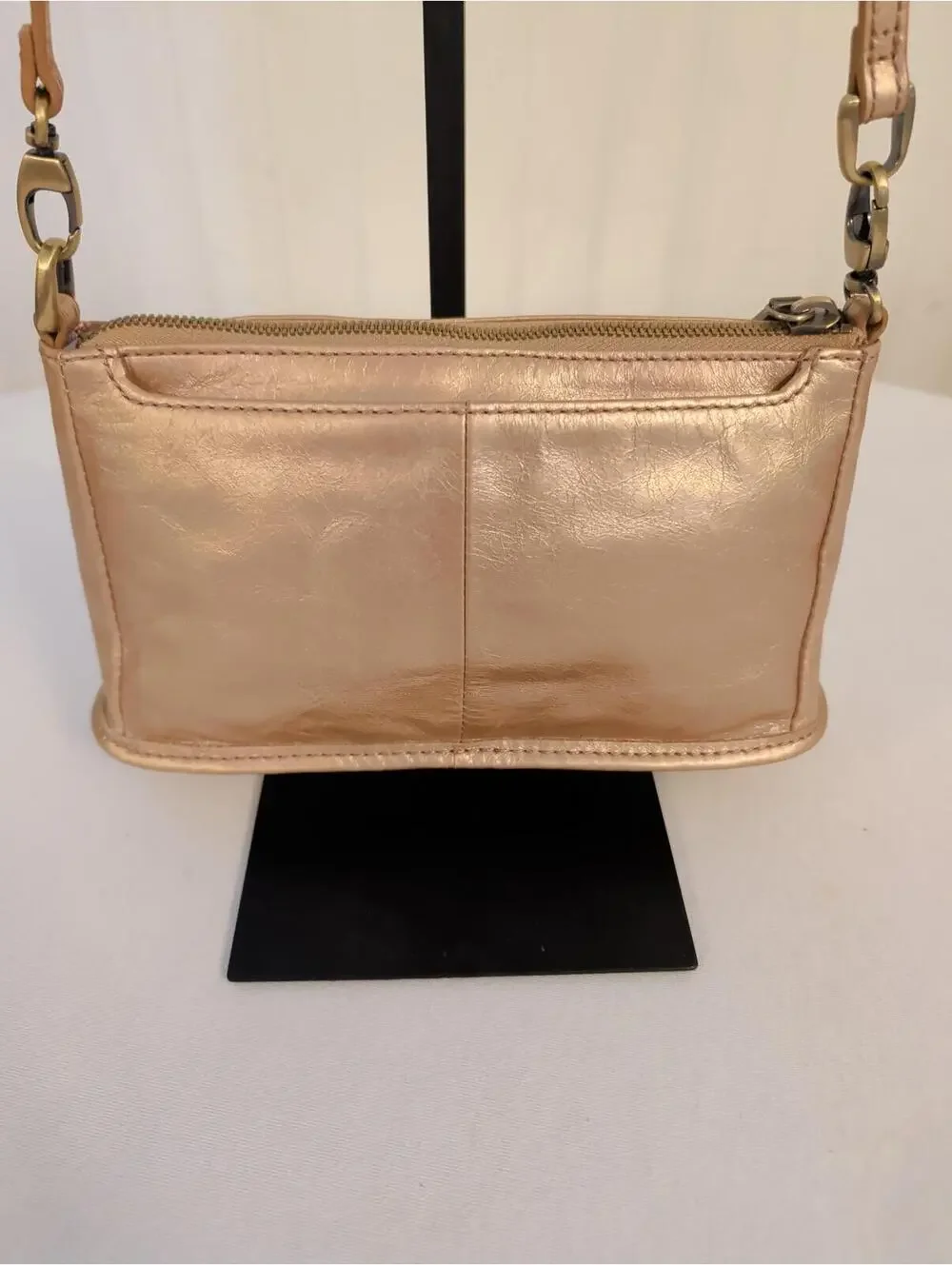 Hobo Small Gold Genuine Leather Crossbody Bag 2 Strap Options